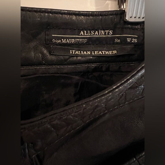 ALLSAINTS Black Italian Leather Biker Moto Pants - Picture 9 of 12